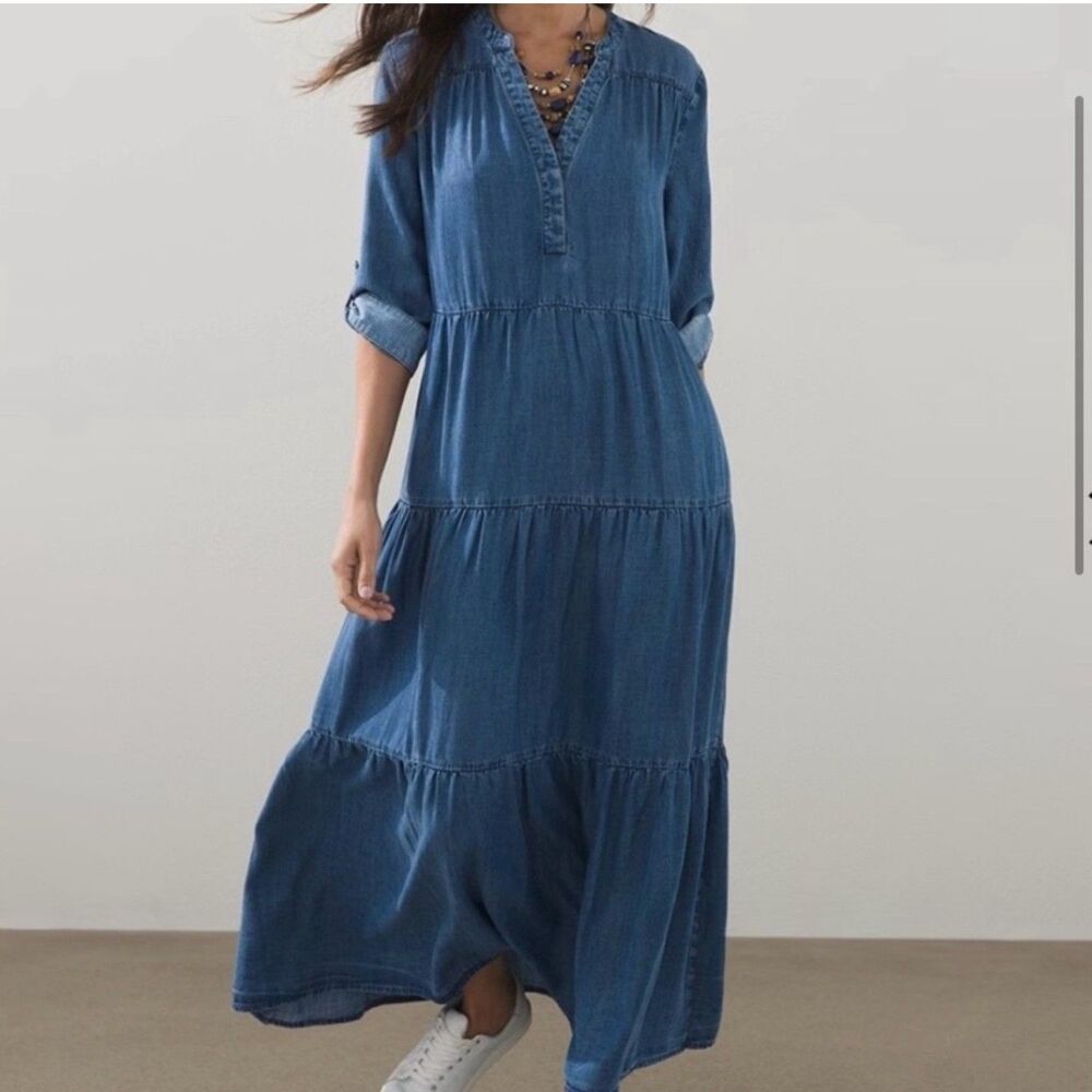 Chico's Blue Denim Maxi Dress